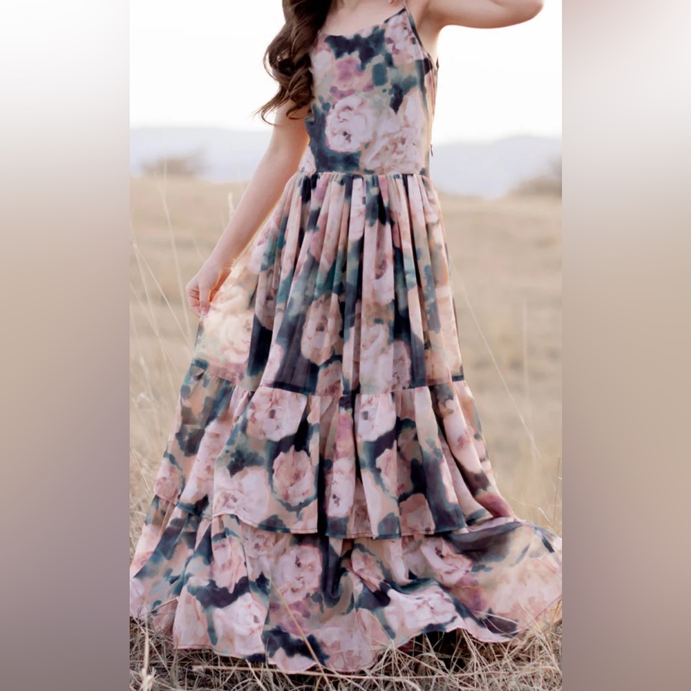 Joyfolie full length (maxi) dress in cool watercolors